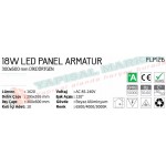 Fujika 30*60 Kare 18 Watt Led Panel Armatür